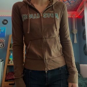 y2k hollister brown zip up